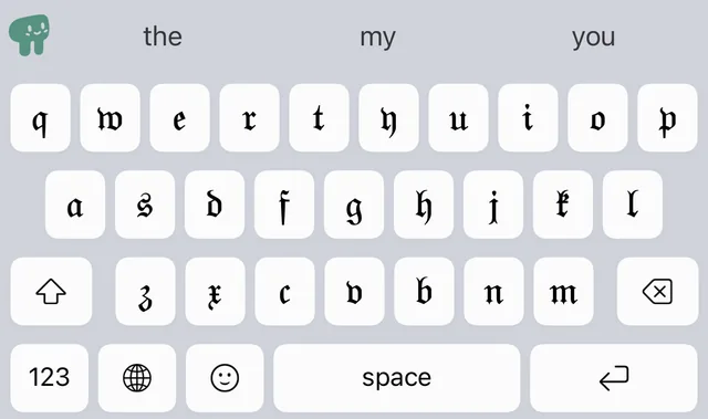 Keys with letters in fraktur.